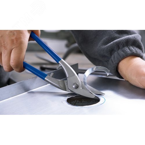 Ножницы по металлу, для прорезания отверстий, левые, рез: 1 мм, 250 мм, высококачественная сталь, короткий прямой и фигурный рез - фото 4