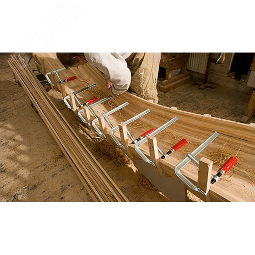 Струбцина цельнометаллическая 250/120, усилие: 6 кН, c деревянной рукояткой - фото 2