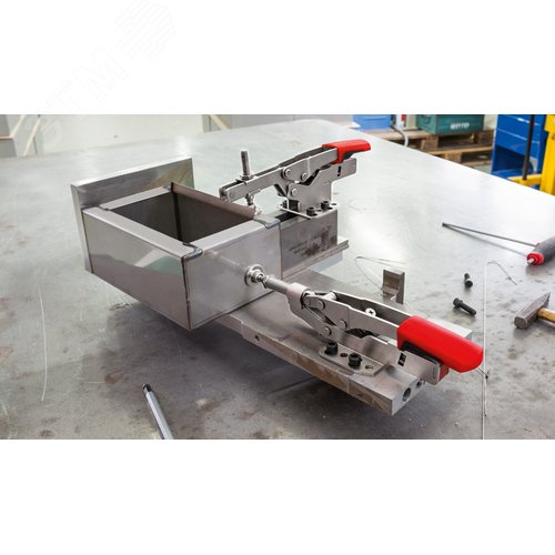 Зажим регулируемый, с коленчатым рычагом, усилие: 2.5 кН, с выдвигаемым упором на горизонтальном основании 35 - фото 2