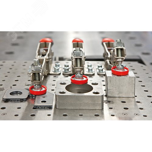 Зажим регулируемый горизонтальный, с коленчатым рычагом, усилие: 2.5 кН, с открытым плечом и горизонтальным основанием 60 - фото 5