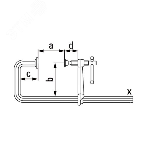 Струбцина U-образная цельнометаллическая легкая 250/120, усилие: 4 кН, с Т-образной рукояткой - фото 2