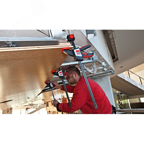 Струбцина пистолетного типа, усилие: 2 кН, 450 мм x 80 мм, распор 170 - 660 мм, удобная смена работы с сжатия на распор - фото 6