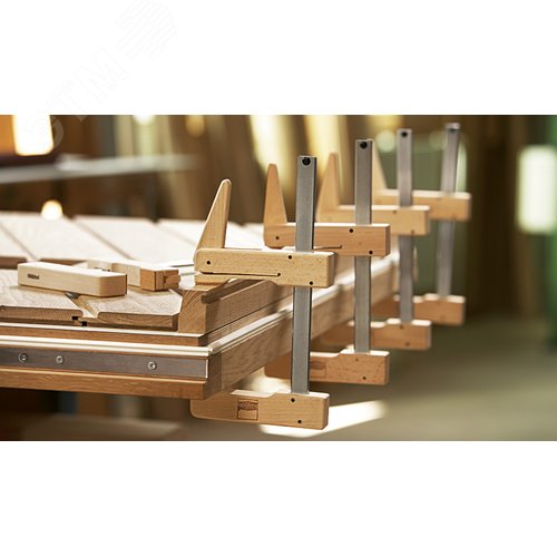 Струбцина Kleммy деревянная 600/110, опорная поверхность из прессованной пробковой крошки для щадящего зажима - фото 2