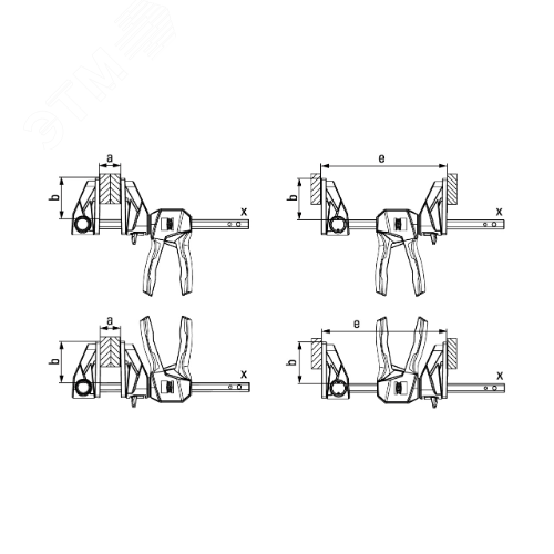 Струбцина пистолетного типа, 1.4 кН, 300 мм x 80 мм, распор 195 - 465 мм, с вращающейся на 360 градусов рукояткой, EZ360 - фото 9