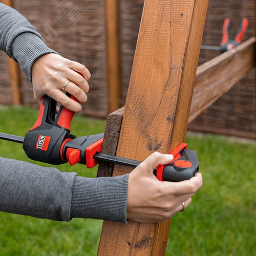 Струбцина пистолетного типа, 1.4 кН, 300 мм x 80 мм, распор 195 - 465 мм, с вращающейся на 360 градусов рукояткой, EZ360 - фото 2