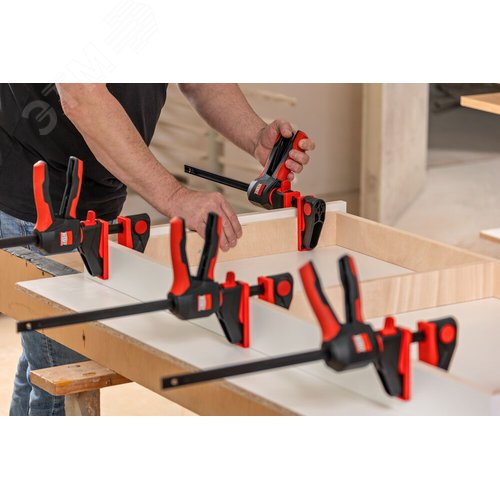 Струбцина пистолетного типа, 1.4 кН, 300 мм x 80 мм, распор 195 - 465 мм, с вращающейся на 360 градусов рукояткой, EZ360 - фото 5