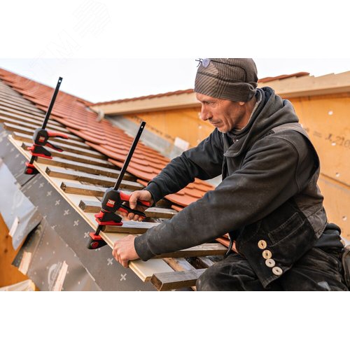 Струбцина пистолетного типа, 1.4 кН, 300 мм x 80 мм, распор 195 - 465 мм, с вращающейся на 360 градусов рукояткой, EZ360 - фото 4