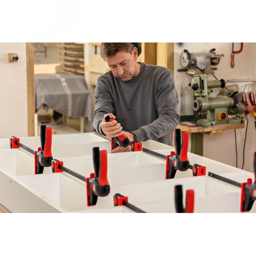 Струбцина пистолетного типа, 1.4 кН, 300 мм x 80 мм, распор 195 - 465 мм, с вращающейся на 360 градусов рукояткой, EZ360 - фото 13