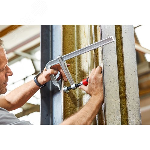 Струбцина цельнометаллическая 500/120, усилие: 5 кН, cо складной 2-компонентной рукояткой - фото 4