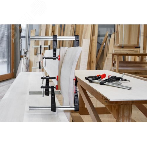 Струбцина из ковкого чугуна 200/100, усилие: 6 кН, с Т-образной рукояткой, полая рейка - фото 5