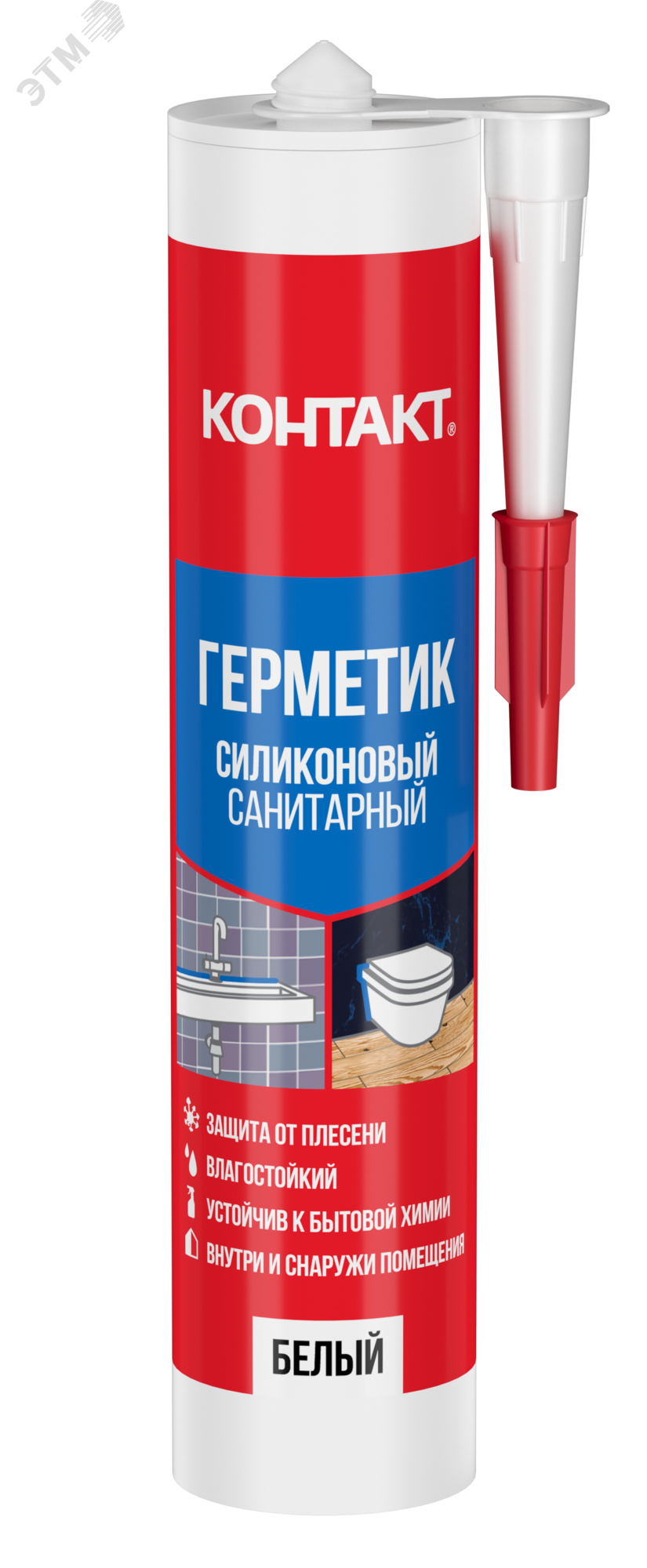 Изображение товара Герметик силиконовый санитарный белый 280 мл для ванных и кухонь