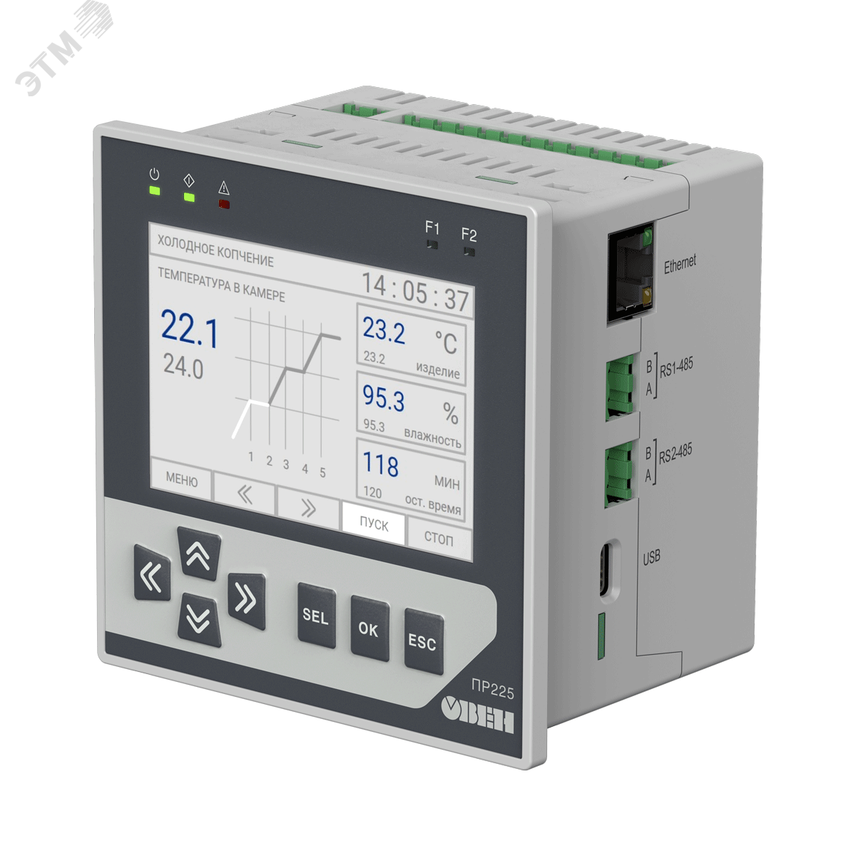 Изображение товара ПР225-24. 1208. 04. 1. 0 - многофункциональное реле с 3, 5'' экраном и Ethernet Изображение товара ПР225-24. 1208. 04. 1. 0 - многофункциональное реле с 3, 5'' экраном и Ethernet