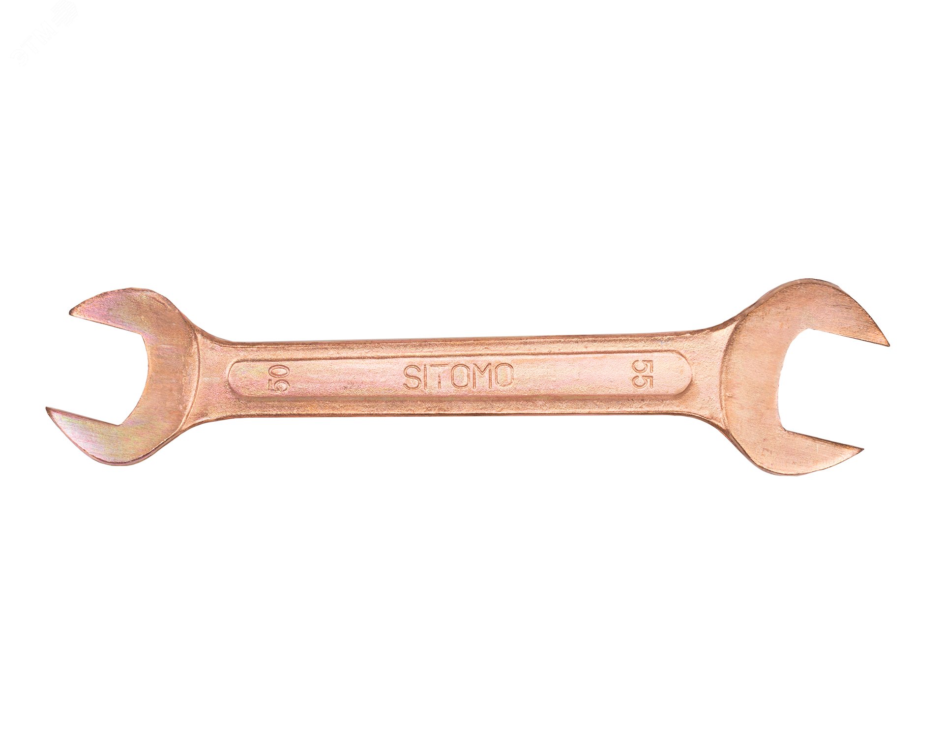 Изображение товара Ключ гаечный рожковый двусторонний 50х55 омедненный - надежный инструмент для крепежных работ