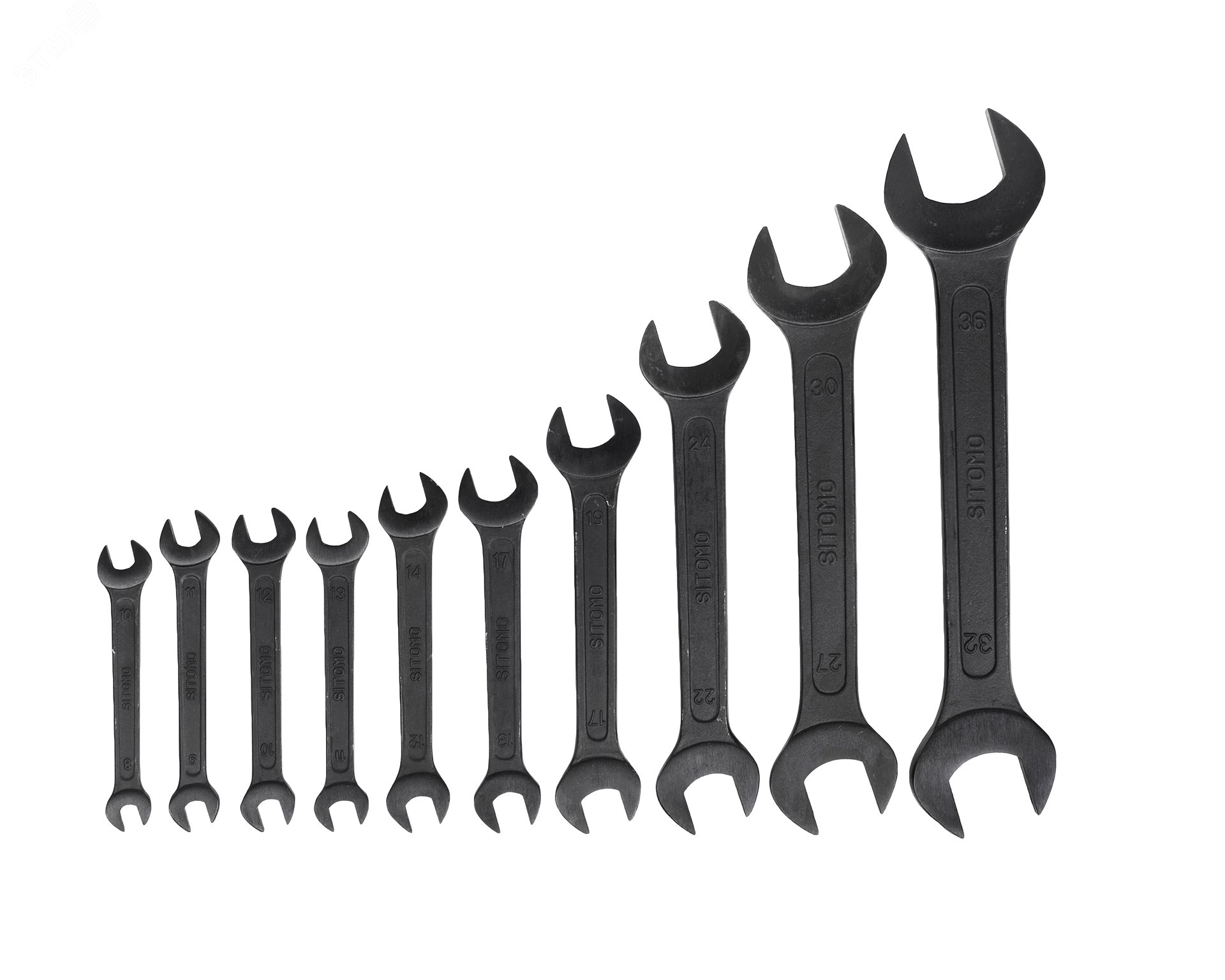 Изображение товара Набор гаечных ключей двусторонних из стали 45 10 шт 8-36 мм