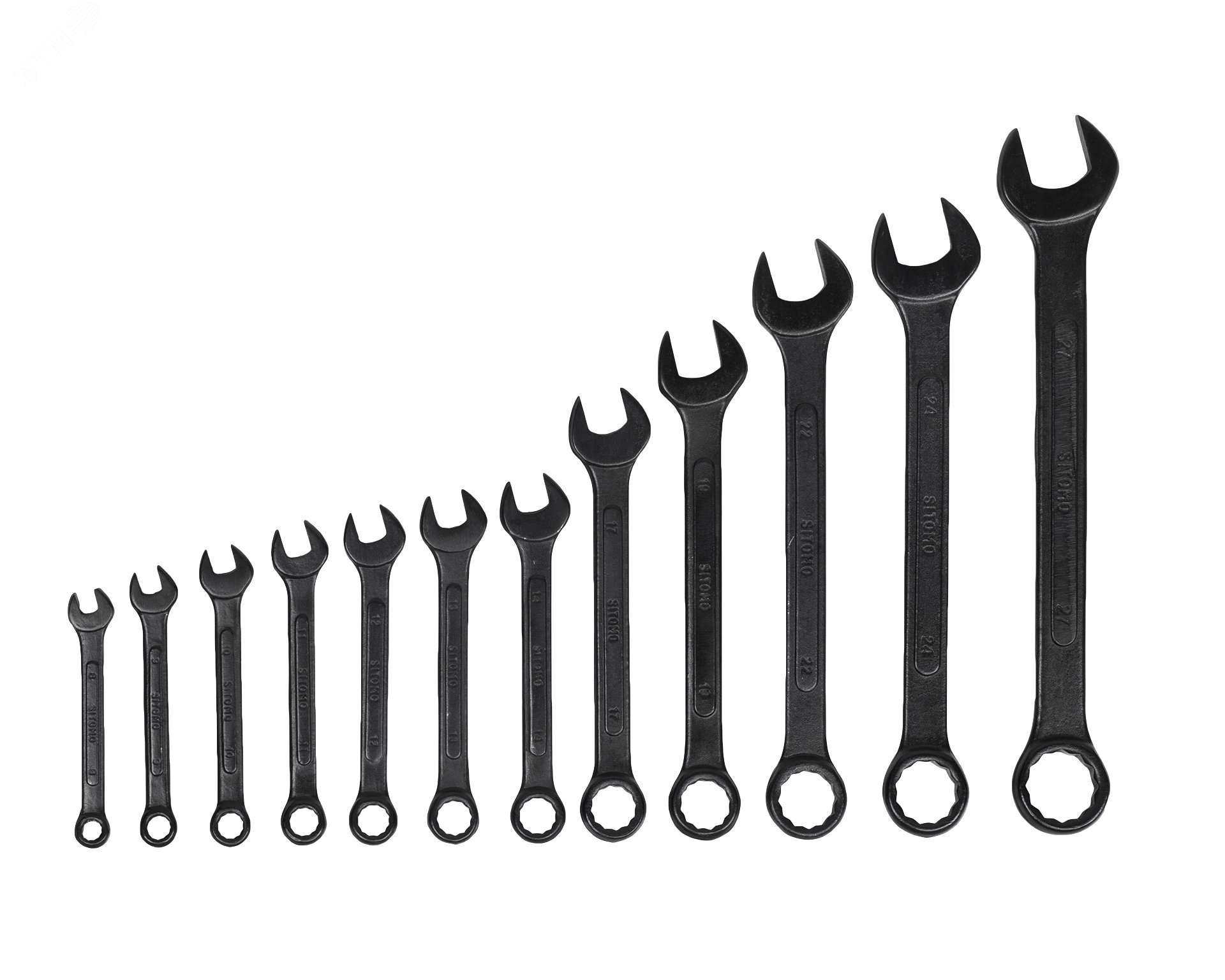 Изображение товара Набор комбинированных гаечных ключей 12 шт 8-27 мм прочная сталь