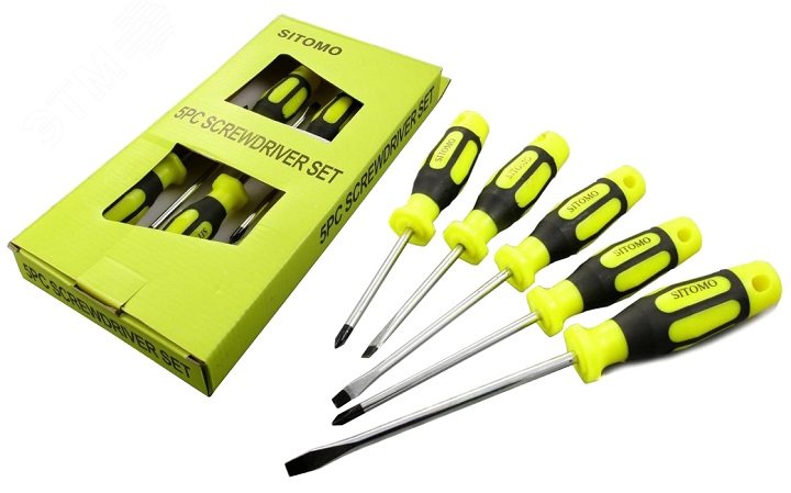 Изображение товара Набор отверток SITOMO 5 шт с намагниченными наконечниками и хромированным покрытием