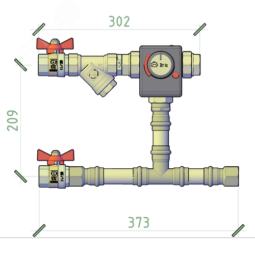 Изображение товара Смесительный узел для охладителя ДУ25, присоединение G1, KVS 4, расход 2м3/ч, привод 24VDC, управление 0-10В (шт)