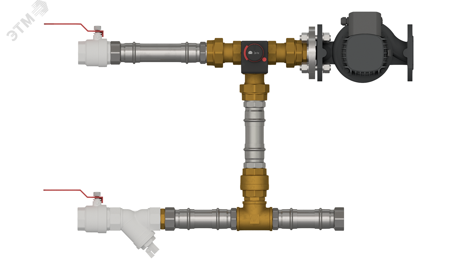 Изображение товара Смесительный узел без байпаса, с плавным управлением , насос 50-120, KVS 40, макс. расход 19, насос 1х230, 1кВт (шт)