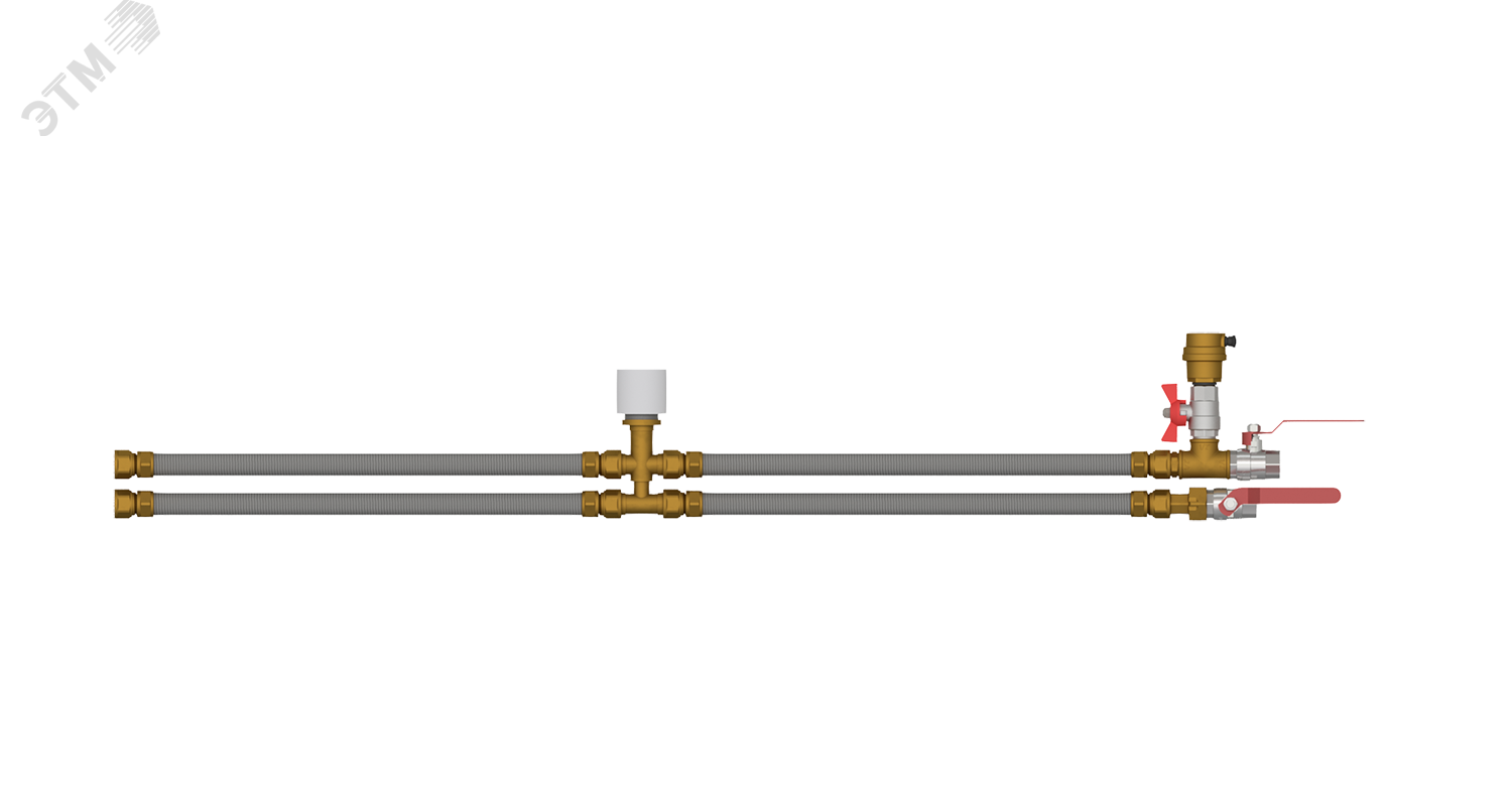Изображение товара Смесительный узел для фанкойла ДУ15, присоединение G1/2, KVS 1,6, расход 0,8м3/ч, привод 220VAC, открыть/закрыть, NC (шт)