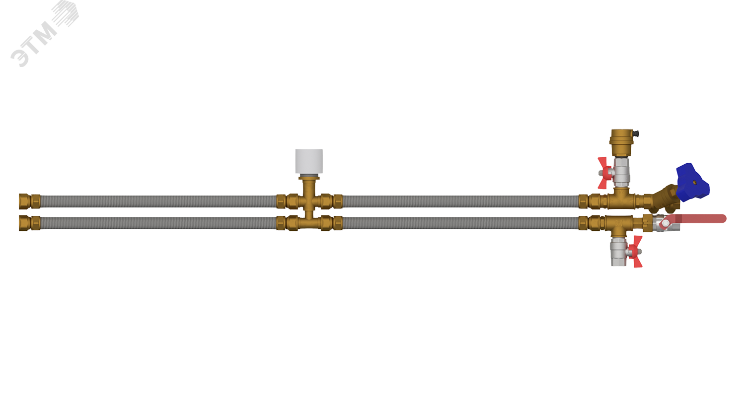 Изображение товара Смесительный узел для фанкойла ДУ15, присоединение G1/2, KVS 1,6, расход 0,8м3/ч, привод 220VAC, открыть/закрыть, NC (шт)