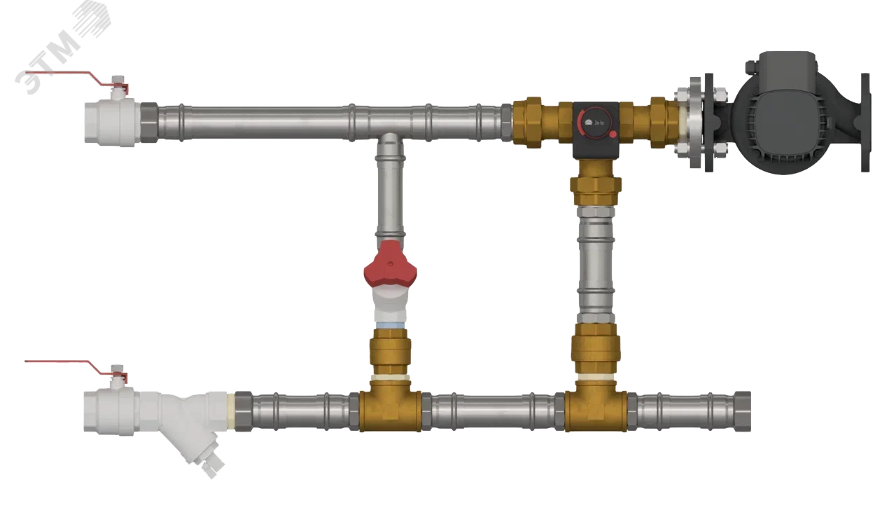 Изображение товара Смесительный узел с байпасом и плавным управлением , насос 50-120, KVS 40, макс. расход 19, насос 1х230, 1кВт (шт)