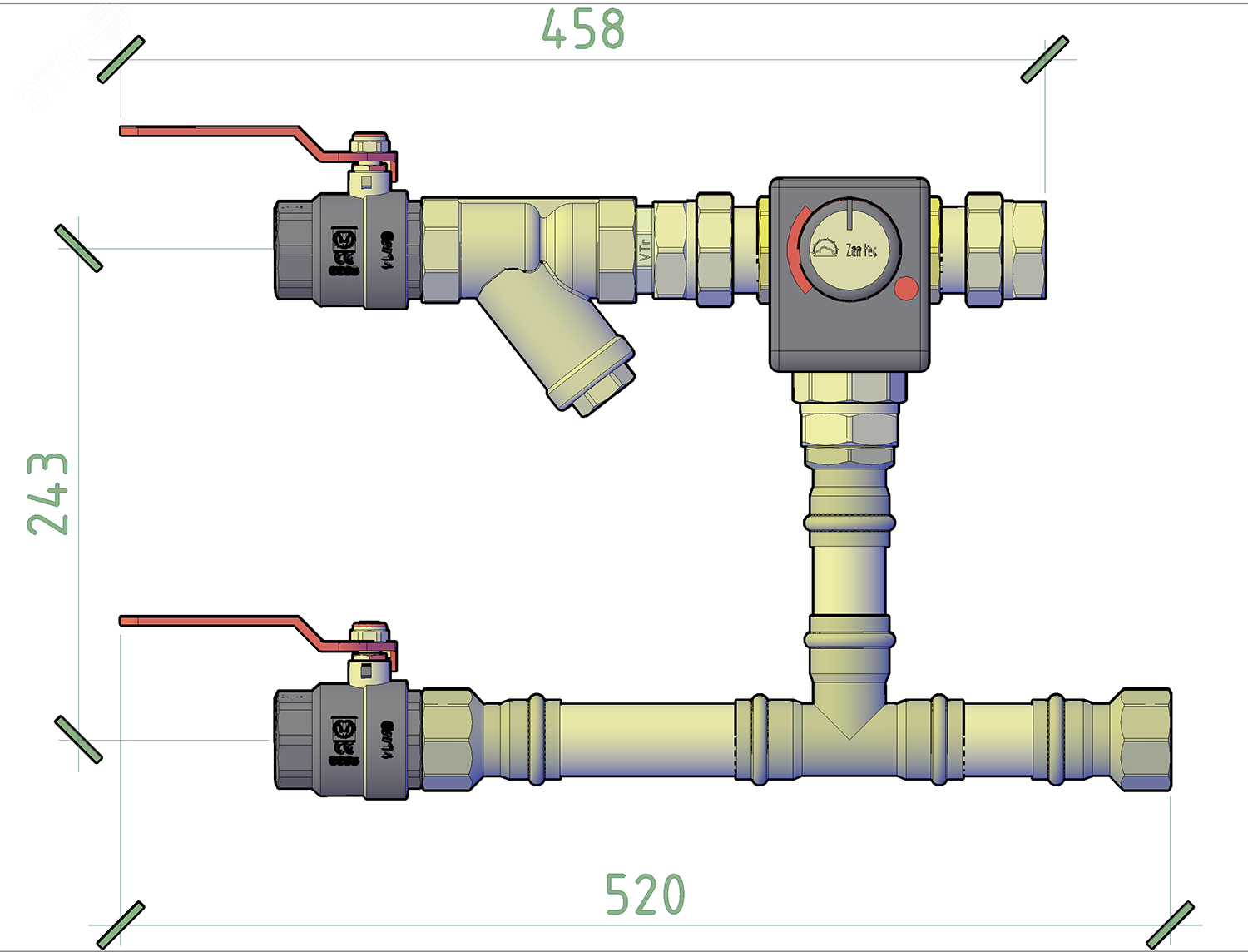 Изображение товара Узел смесительный RGP СУ 32-16.0-24-ВО с приводом 24VDC и управлением 0-10В