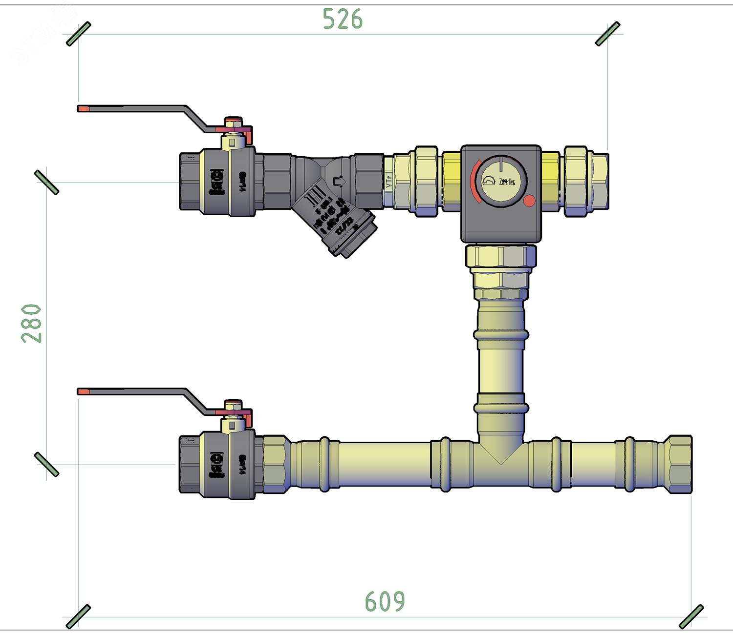 Изображение товара Смесительный узел RGP СУ 40-25.0-24-ВО с G11/2, KVS 25, расход 12,5м3/ч, управление 0-10В
