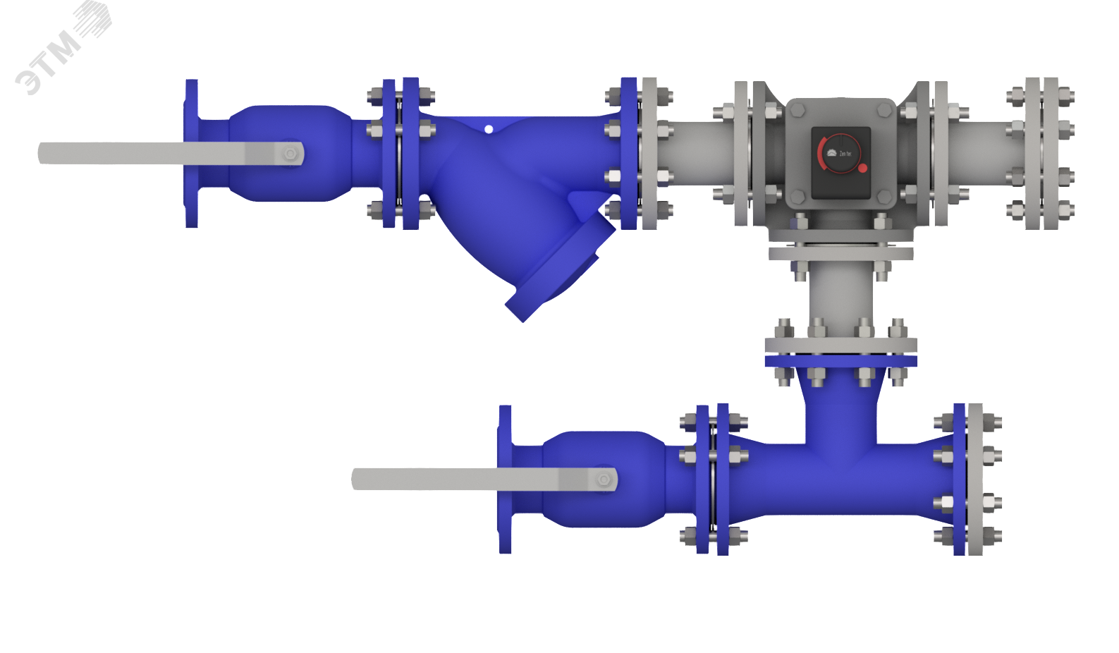 Изображение товара Смесительный узел для охладителя ДУ80, фланцевое, KVS 150, расход 70м3/ч, привод 24VDC, управление 0-10В (шт)