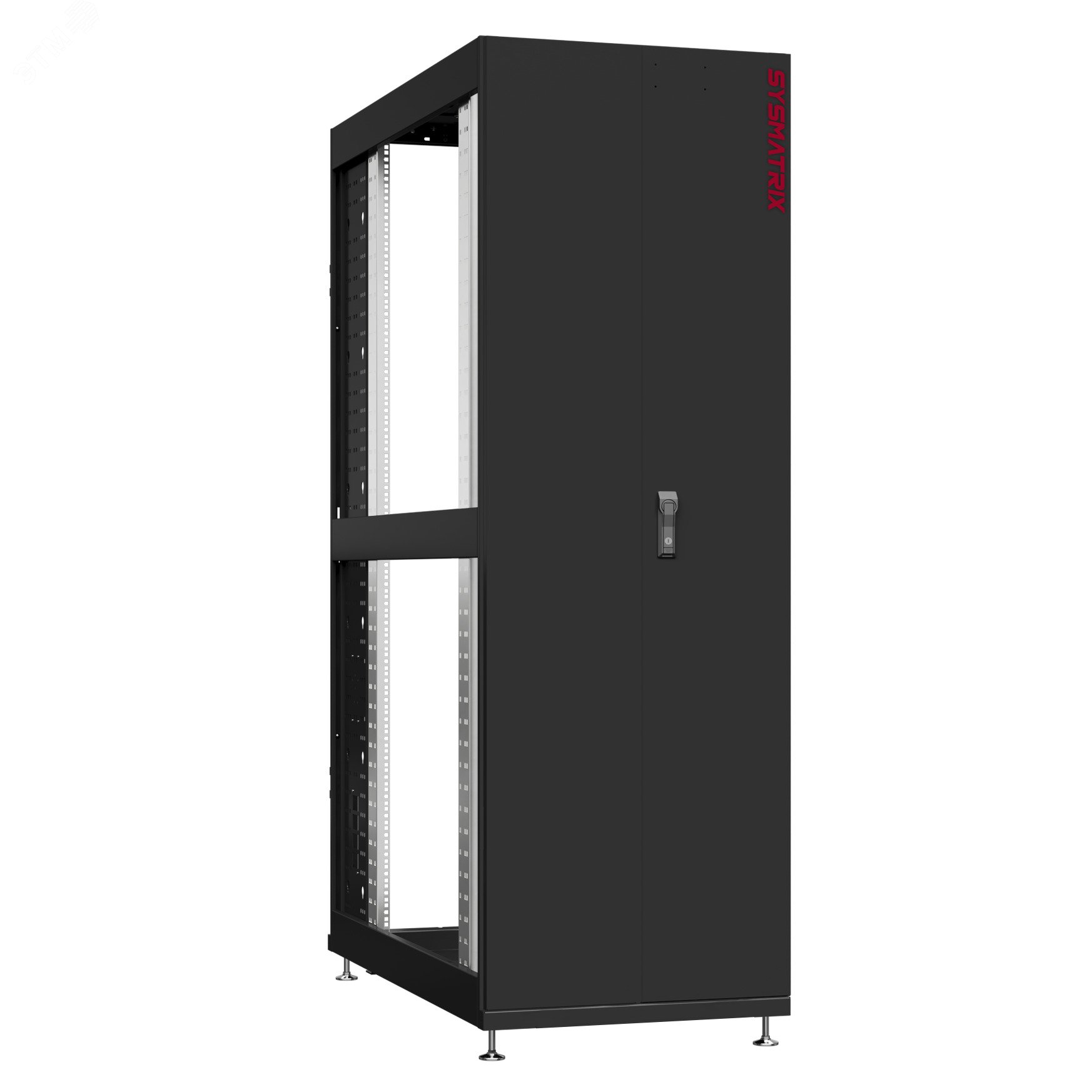 Шкаф серверный 42U 800х1200 передняя дверь: двустворчатая глухой металл IP51. задняя дверь: без. боковые панели: без. цвет: черный RAL9005  NS 8242.9500 SYSMATRIX - превью 2