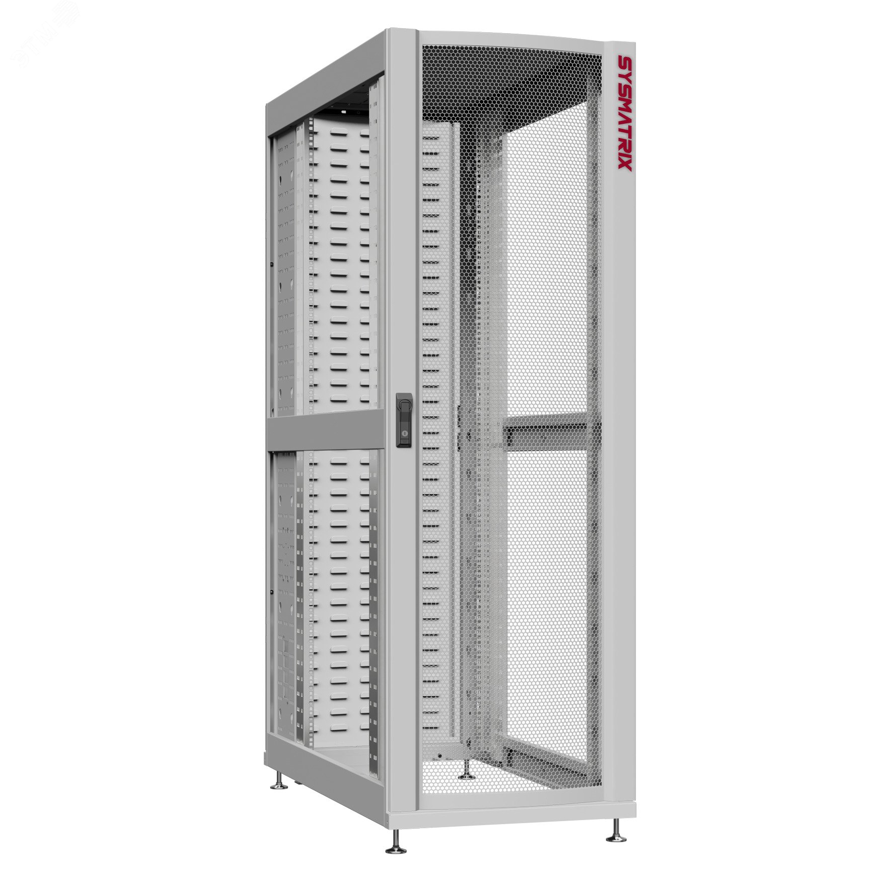 Шкаф серверный 48U 600х1070 передняя дверь: одностворчатая перфорированная IP20. задняя дверь: протект IP41. боковые панели: без. цвет: серый RAL7035  NS 6148.7360 SYSMATRIX - превью 2
