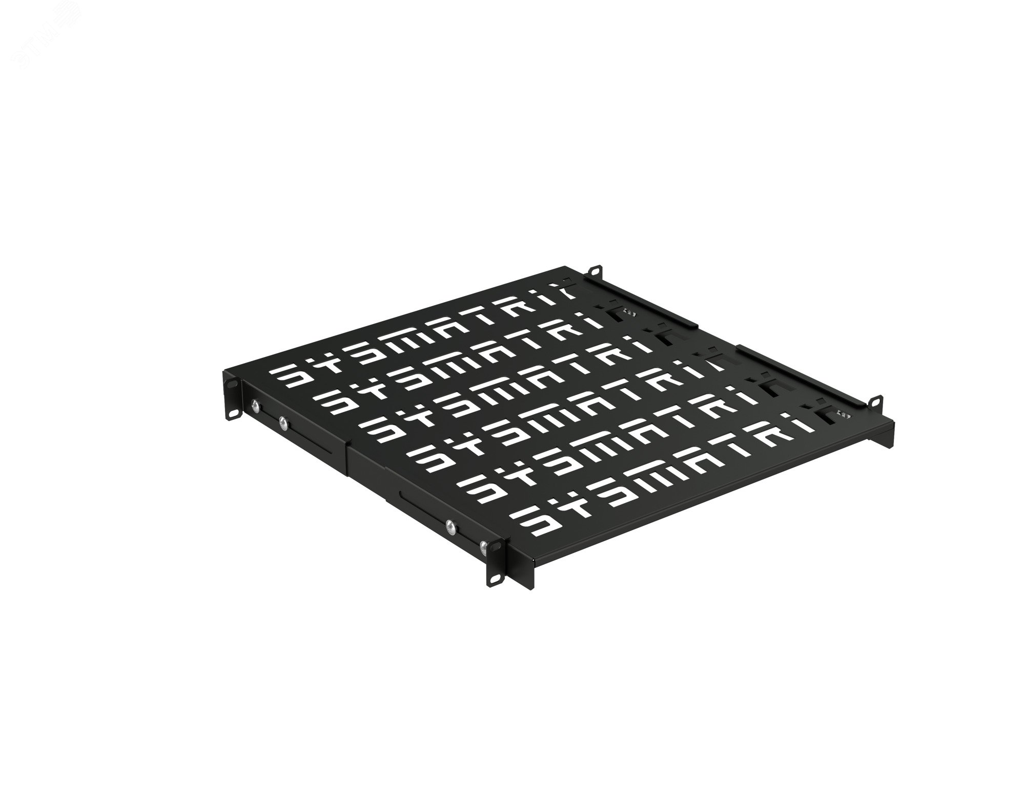 Изображение товара Полка SMART универсальная 19'' перфорированная. площадка 500 мм (регулировка направляющих от 420 мм до 580 мм) для напольных и настенных шкафов. цвет черный (RAL 9004) (шт)