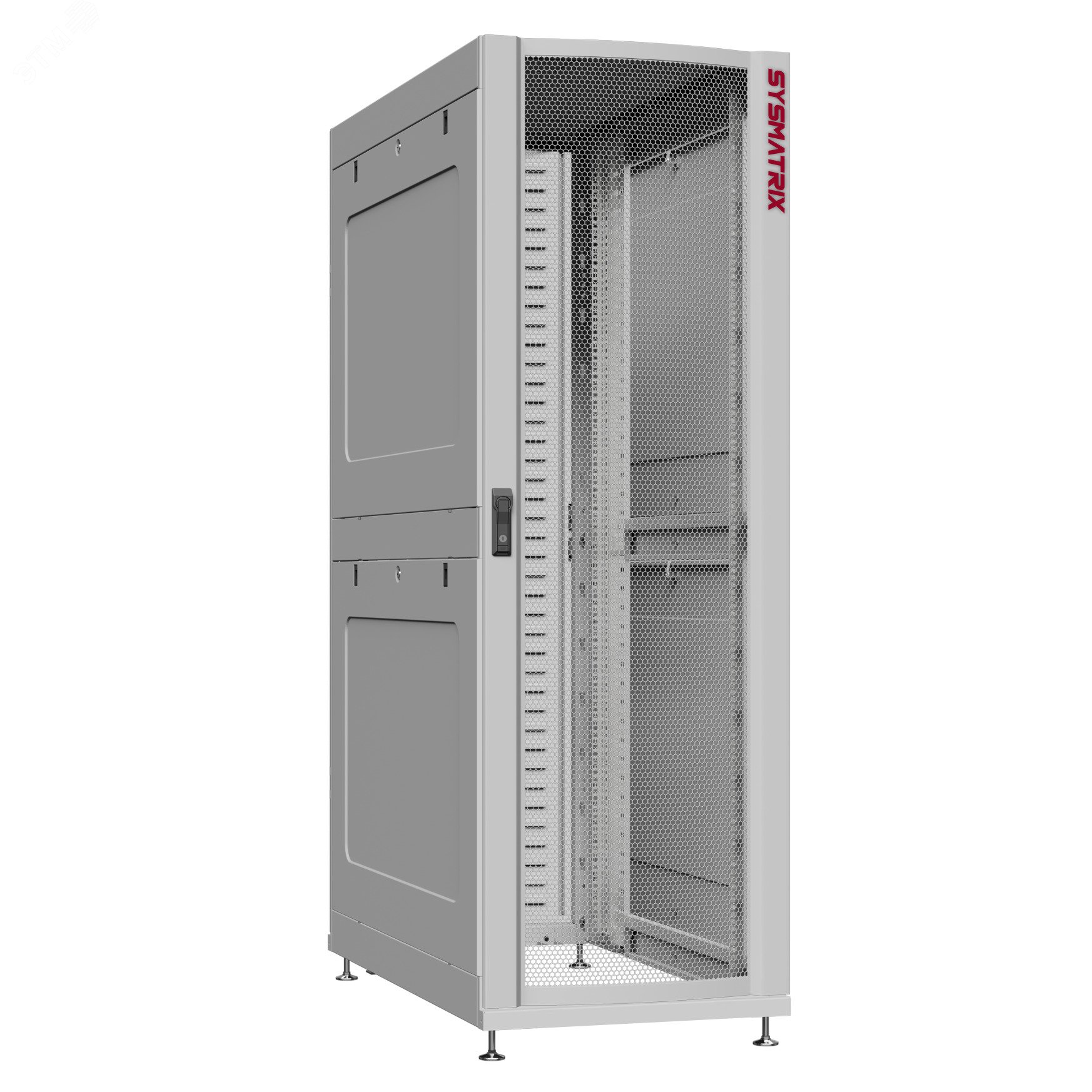 Шкаф серверный 48U 800х1200 передняя дверь: одностворчатая перфорированная IP20. задняя дверь: протект IP41. боковые панели: глухой металл. цвет: серый RAL7035  NS 8248.7361 SYSMATRIX - превью 2