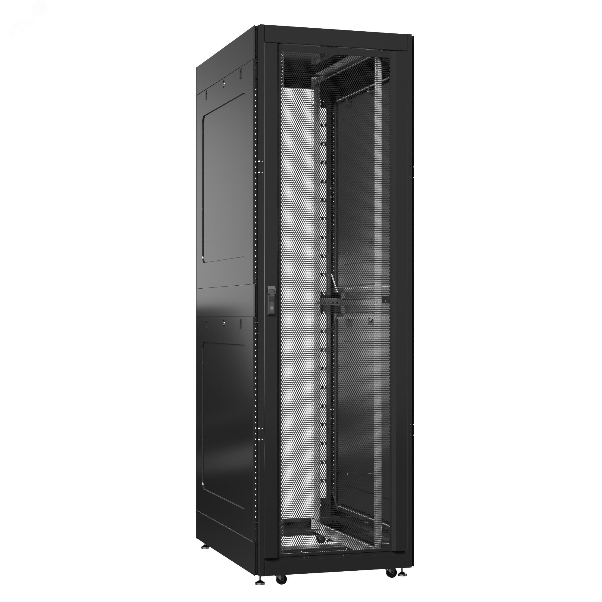 Шкаф серверный 42U 800х1200 передняя дверь: двустворчатая глухой металл IP51. задняя дверь: без. боковые панели: глухой металл. цвет: черный RAL9005  EX 8242.9501 SYSMATRIX - превью 2