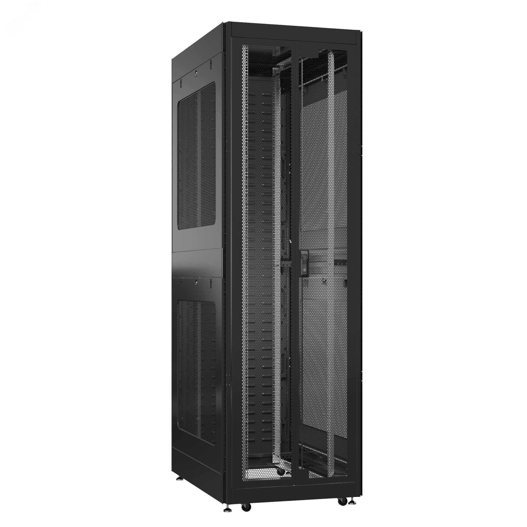 Шкаф серверный 42U 800х1200 передняя дверь: двустворчатая перфорированная IP20. задняя дверь: протект IP41. боковые панели: перфорированные. цвет: черный RAL9005  EX 8242.9462 SYSMATRIX - превью 2
