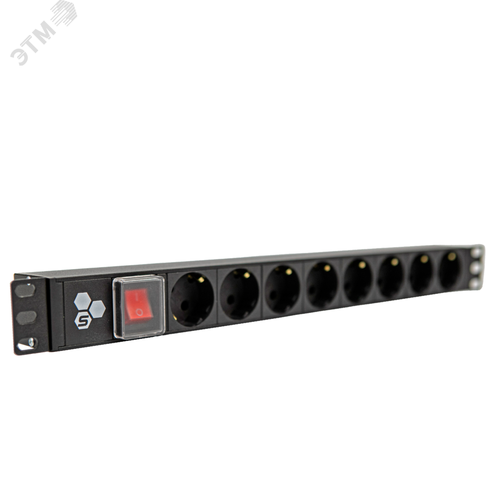 Изображение товара Блок розеток 19 PDU 8 розеток, IP20, Schuko, 16A, для телекоммуникационных шкафов