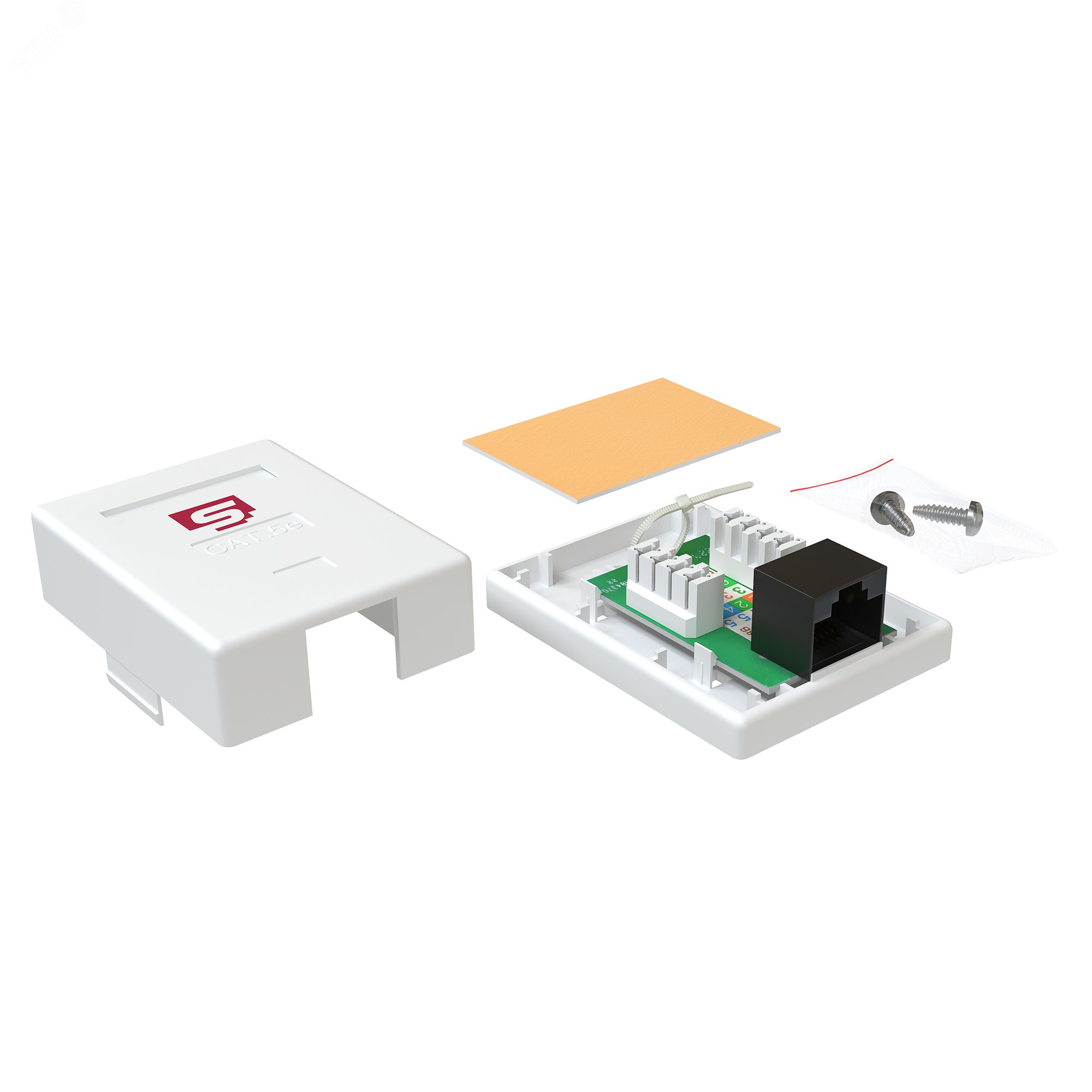 Изображение товара Розетка компьютерная RJ-45, категория 5e, неэкранированная, одинарная, внешняя, Dual IDC, цвет белый (шт)