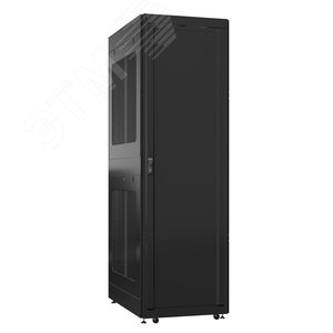 Шкаф серверный 52U 800х1000 передняя дверь: одностворчатая глухой металл IP51. задняя дверь: одностворчатая глухой металл IP51. боковые панели: перфорированные. цвет: черный RAL9005 