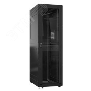 Шкаф серверный 52U 800х1000 передняя дверь: стекло IP41. задняя дверь: одностворчатая глухой металл IP51. боковые панели: глухой металл. цвет: черный RAL9005 