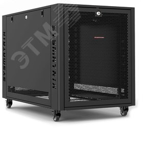 Изображение товара Шкаф серверный телекоммуникационный напольный 19' 12U передняя дверь перфорированная. задняя дверь перфорированная. ручка с замком 600x800x655mm(ШхГхВ). цвет черный (RAL 9004) (шт)