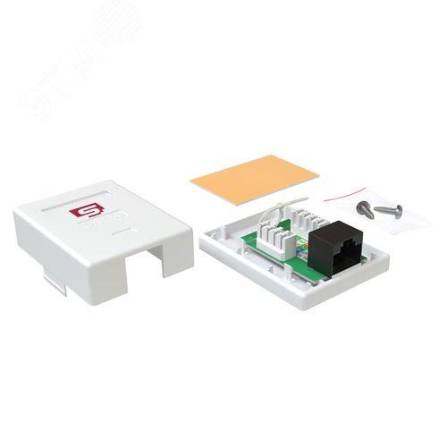 Изображение товара Розетка компьютерная RJ-45, категория 5e, неэкранированная, одинарная, внешняя, Dual IDC, цвет белый (шт)