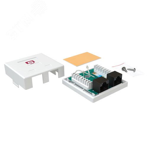 Изображение товара Розетка компьютерная RJ-45, категория 5e, неэкранированная, двойная, внешняя, Dual IDC, цвет белый (шт)