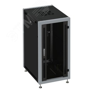 Изображение товара Шкаф монтажный телекоммуникационный напольный 19' 22U передняя дверь стекло. задняя дверь металл. поворотная ручка с замком IP20. 600x1000x1100mm(ШхГхВ). цвет черный(RAL9004/RAL7000) (шт)
