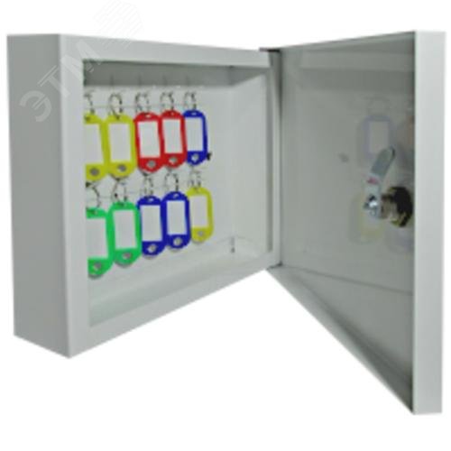 Изображение товара Металлическая настенная ключница на 10 ключей с замком белая ТОИР-М К-10