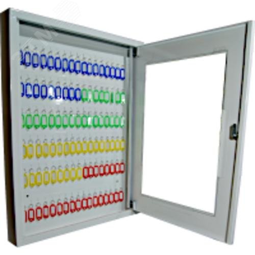 Изображение товара К-100 Настенная металлическая ключница на 100 ключей со смотровым окном, белая (шт)