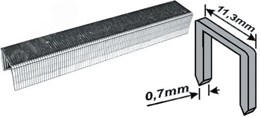 Скобы для степлера закаленные 11.3 мм х 0.7 мм, (узкие тип 53) 6 мм, 1000 шт 31371М MOS - превью