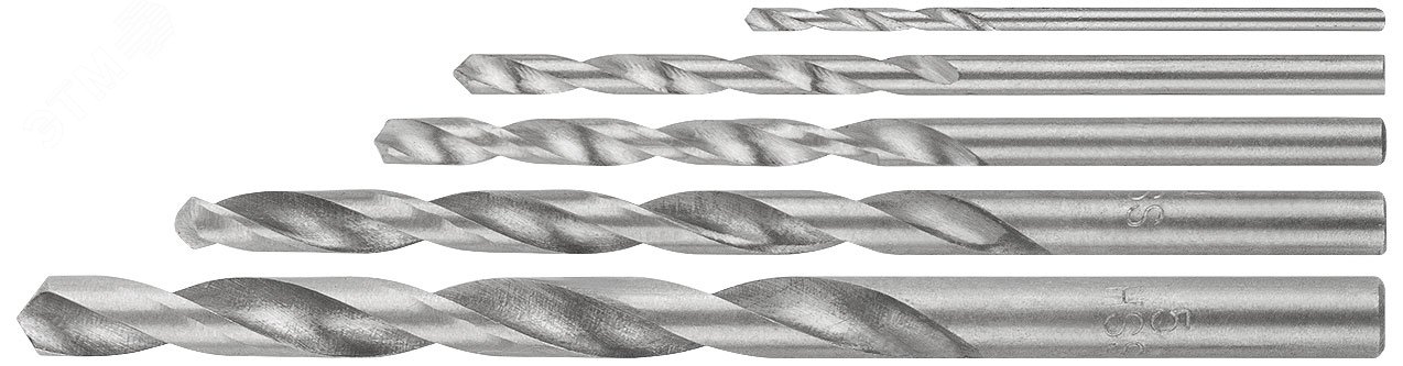 Изображение товара Набор сверл по металлу HSS 5 шт 2-6 мм с уголом 118 градусов MOS