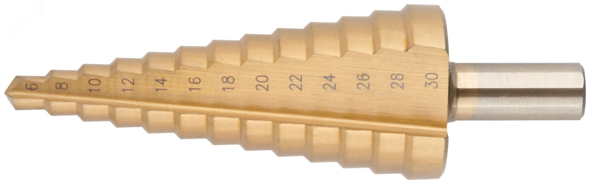 Изображение товара Сверло ступенчатое HSS по металлу 6-30 мм Титановое покрытие MOS