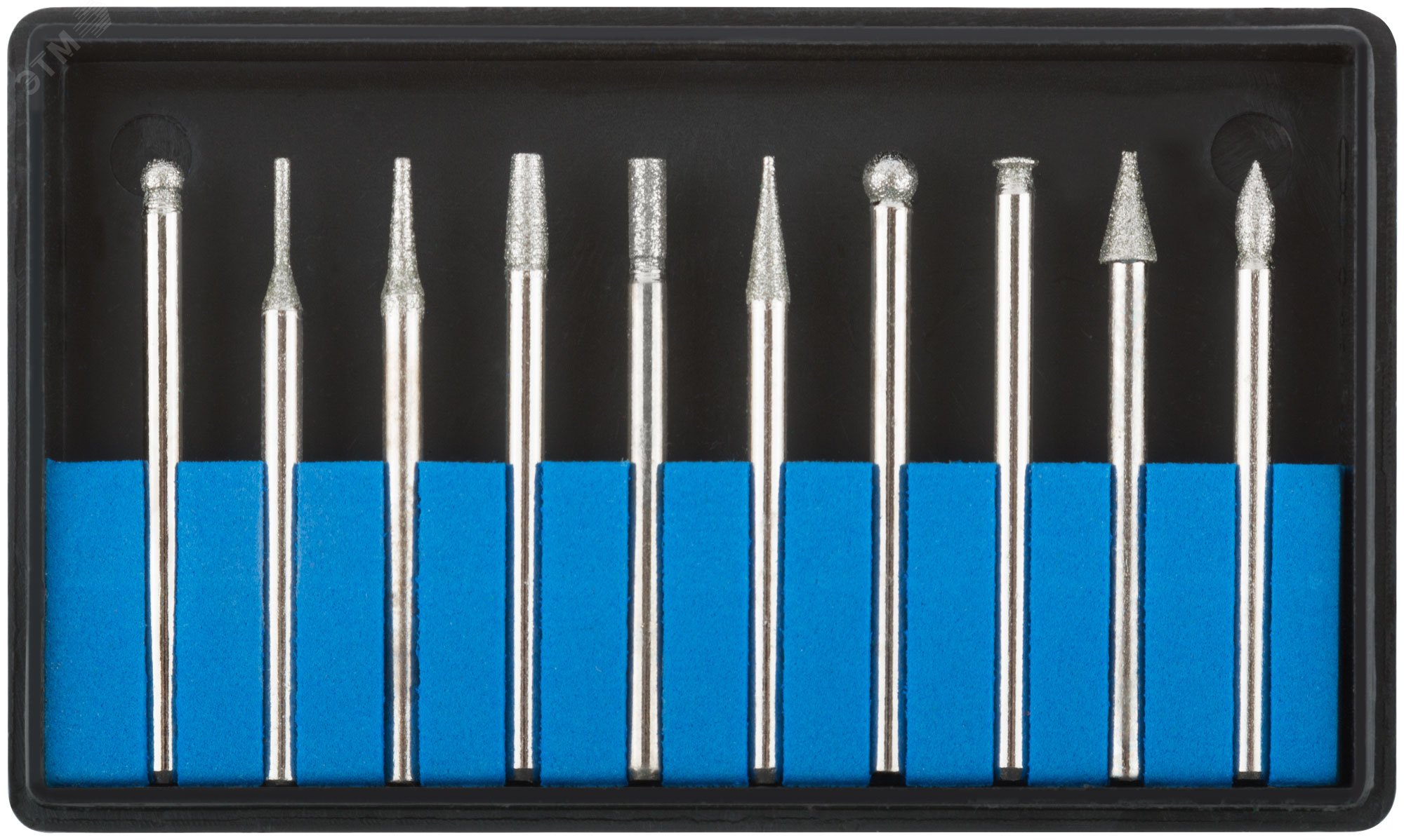 Изображение товара Шарошки, усиленная сталь с алмазным напылением, штифт диаметр 3 мм, 10 шт (шт)