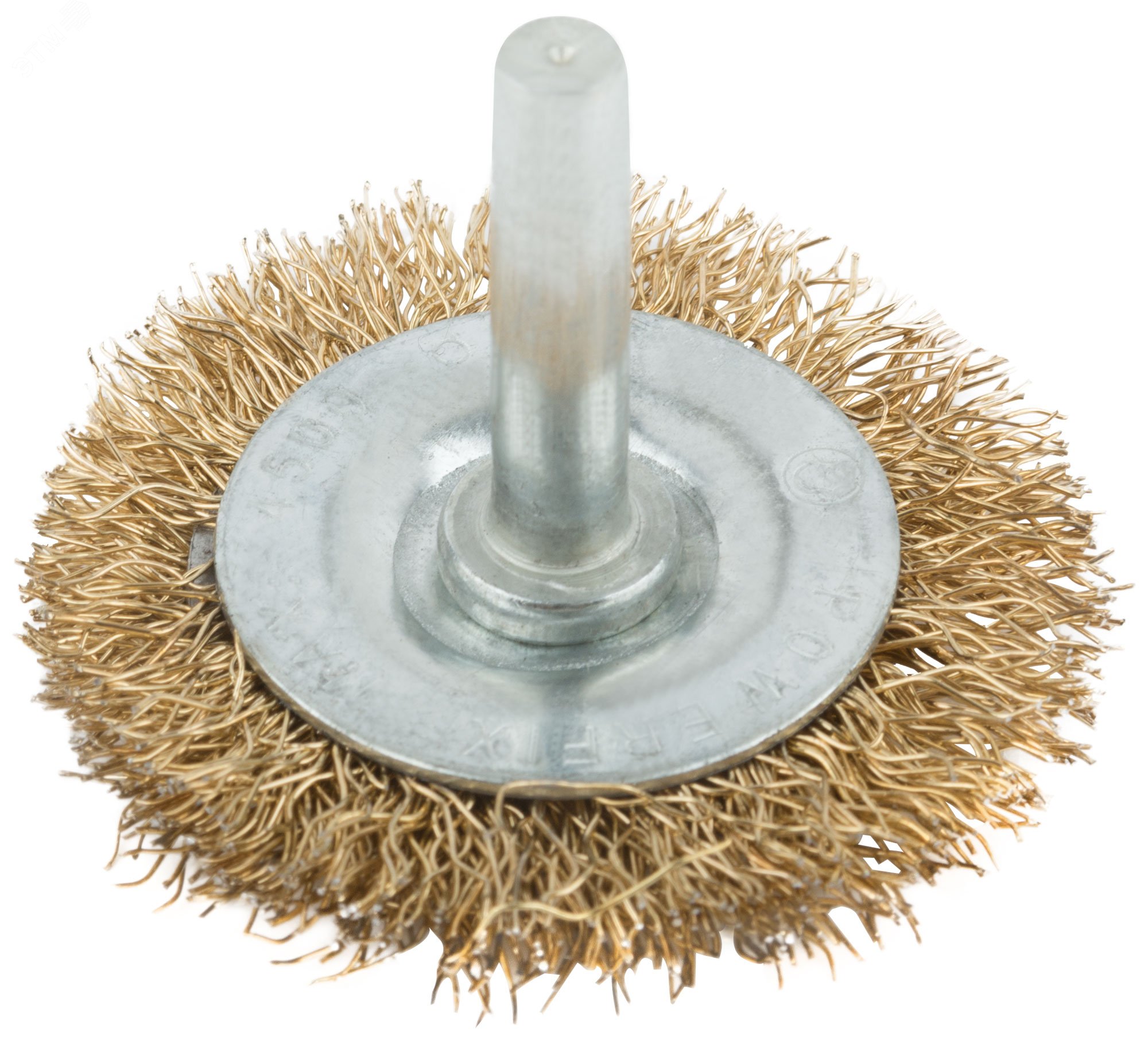 Изображение товара Корщетка на 50 мм для дрели из латунированной проволоки с штифтом MOS Изображение товара Корщетка на 50 мм для дрели из латунированной проволоки с штифтом MOS