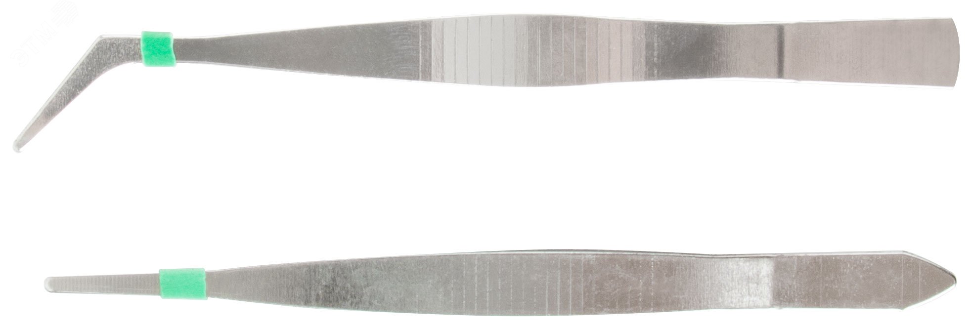 Изображение товара Пинцеты технические набор 2 шт прямой и изогнутый под углом 45 градусов